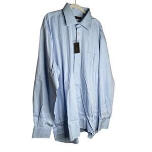 Tiglio Dress Shirt Button Down Long Sleeve Pure Cotton Blue Mens Size 18.5-34/35